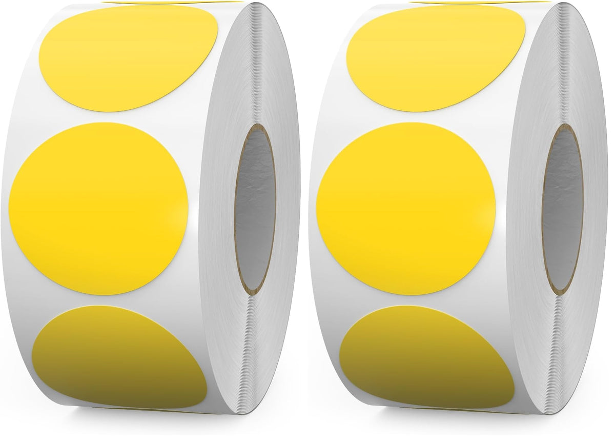 1000 PCS Yellow Dots Stickers 1.5 Inch Vinyl Color Coding Round Sticker Removable Writable Circle Labels Roll for Inventory Office Classroom (Pack of 2) 1.5 inch (Pack of 2)