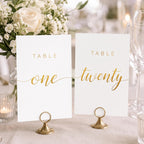 Elegant Gold Wedding Table Numbers 1-20 with Head Table, White Art Paper