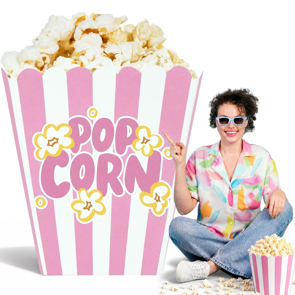 1 Pack 3.3 ft Giant Popcorn Box Cardboard Stand, Pink 1