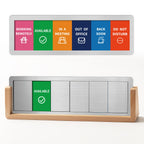 Office Desk Sign for 6 Options Slider, with Raw Wood Base, Available Spinner 3-Raw-Available