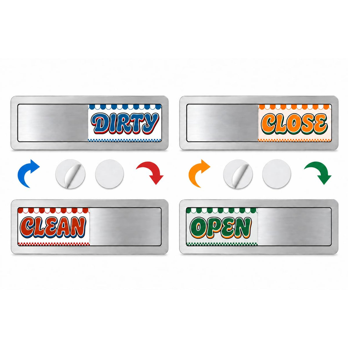 Dishwasher Magnet Clean Dirty & Open Close Sign, Retro Slider Magnetic