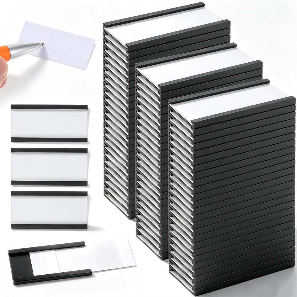 100 Pack Magnetic C Channel Label Holders for Metal Shelves
