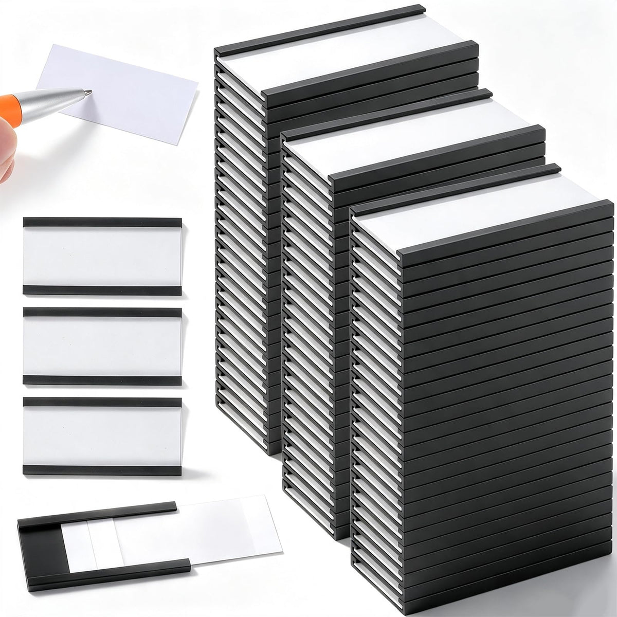 100 Pack Magnetic C Channel Label Holders for Metal Shelves