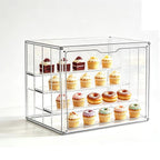 Mini Greenhouse Clear Pastry Display Case, 14.2" L x 8.7" W x10.7 H 3‑Tier Countertop Bakery Display Cabinet with Flip , Clear Dessert Holder for Bread, Pastries, Coffee Pods, Kitchen Supplies 14.2" L x 8.7" W x 10.7 " H 1