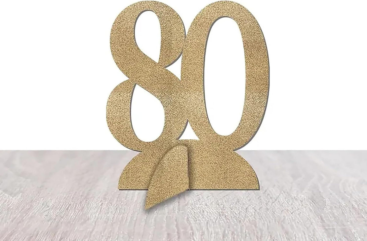 80th Birthday Cake Decorations,Wooden Number 80 Birthday Table Sign for Happy 80th Table Centerpieces Set for Birthday Party Supplies