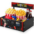 Movie Night Supplies Wooden Movie Night Snack Trays Gift Basket Halloween Home Theater Snack Caddy Popcorn Drink Candy Holder Box for Family Room Container Decor