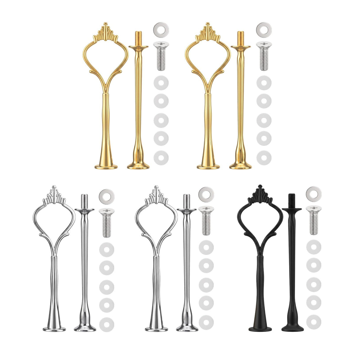 2 Tiered Cake Stand Cupcake Fruit Plate Stand Hardware Silver Gold Black