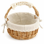 10.2-Inch Empty Round Wicker Easter Basket with Fabric Liner