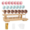 3-Tier Wooden Cake Pop Stand with 21 Holes, 100pcs Cakepop Bags Sticks Ties