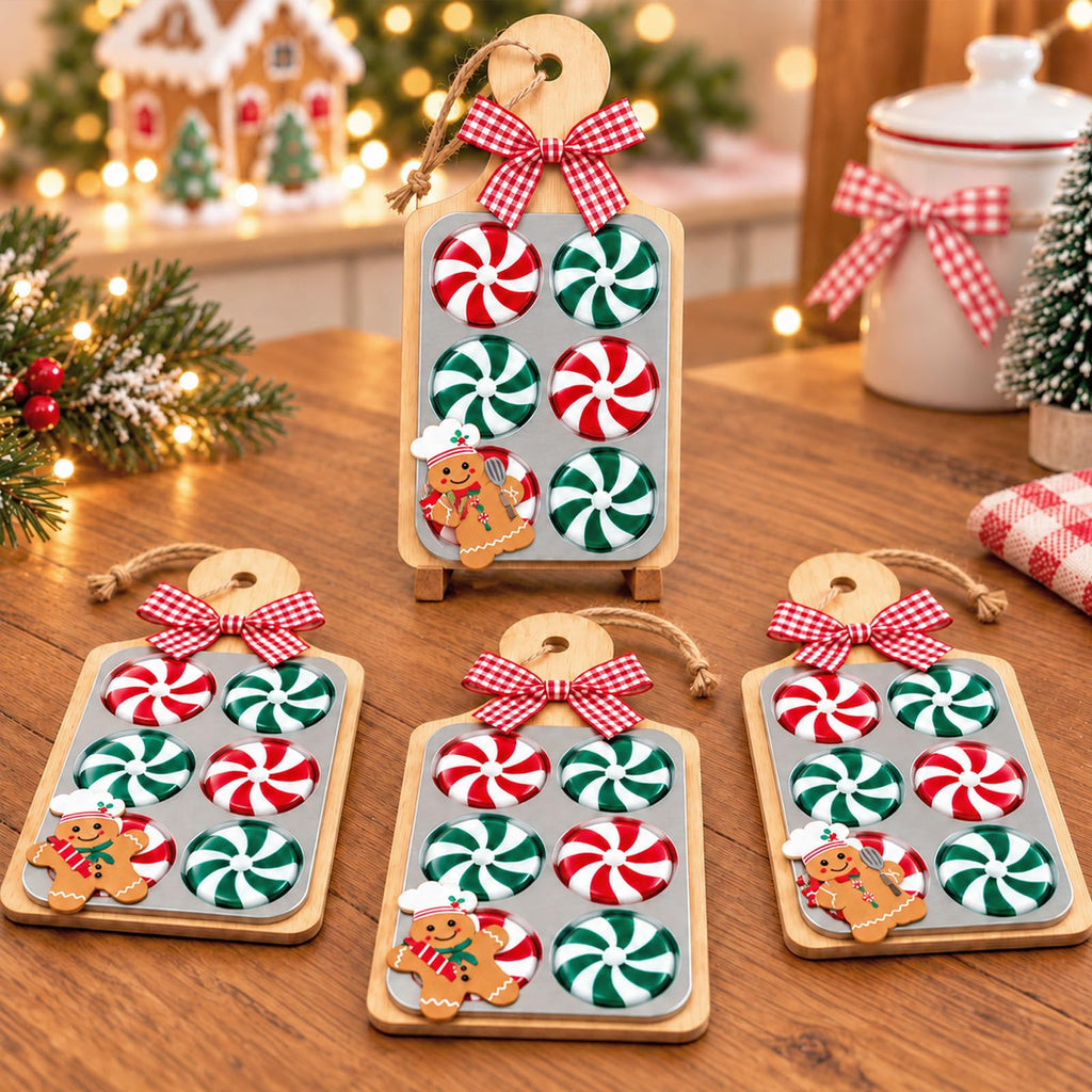 2 Pcs Gingerbread Cookie Tray Christmas Ornament Decoration