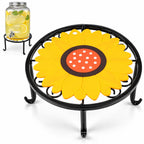 Beverage Dispenser Stand, Heavy Duty Metal Plant Pot Holder (Round, Black)