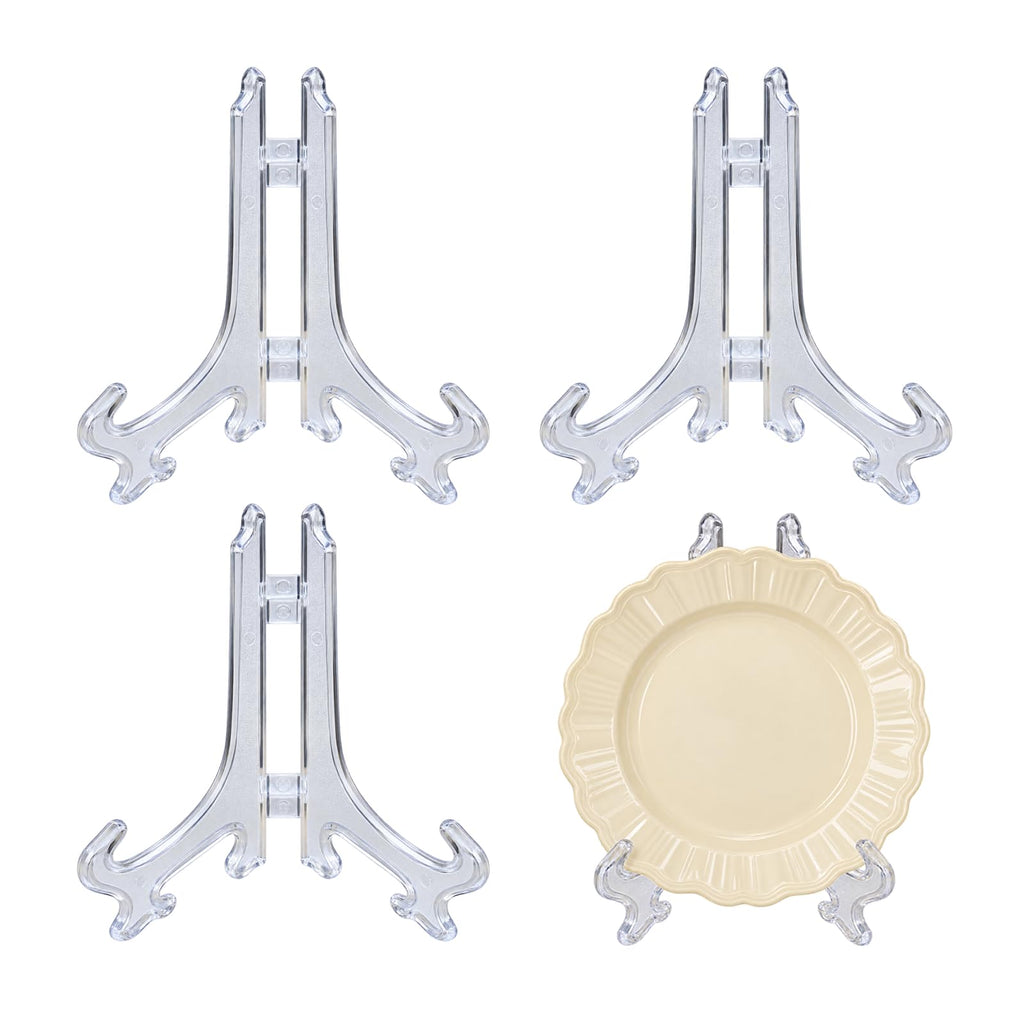 Clear Plate Stands for Display, 8 Inch (20 cm), 4 Pcs