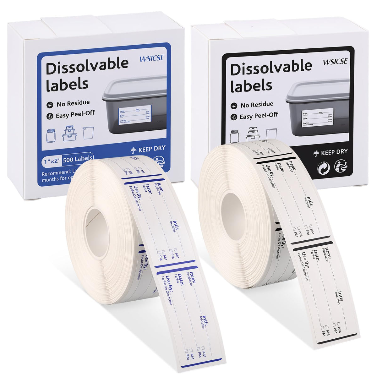 2 Rolls 1000 Pieces Dissolvable Food Labels