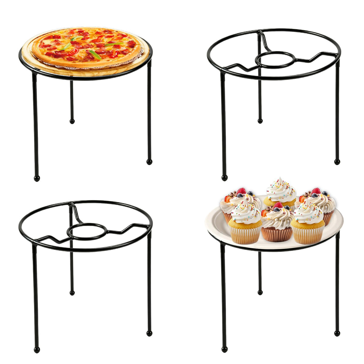 Set of 4 Black Pizza Stand with Storage Bag,8 Inch Pizza Pan Rack