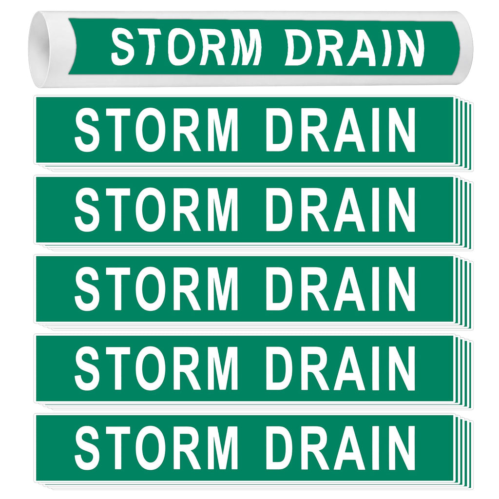50 Pack Storm Drain Water Pipe Labels, Self Adhesive