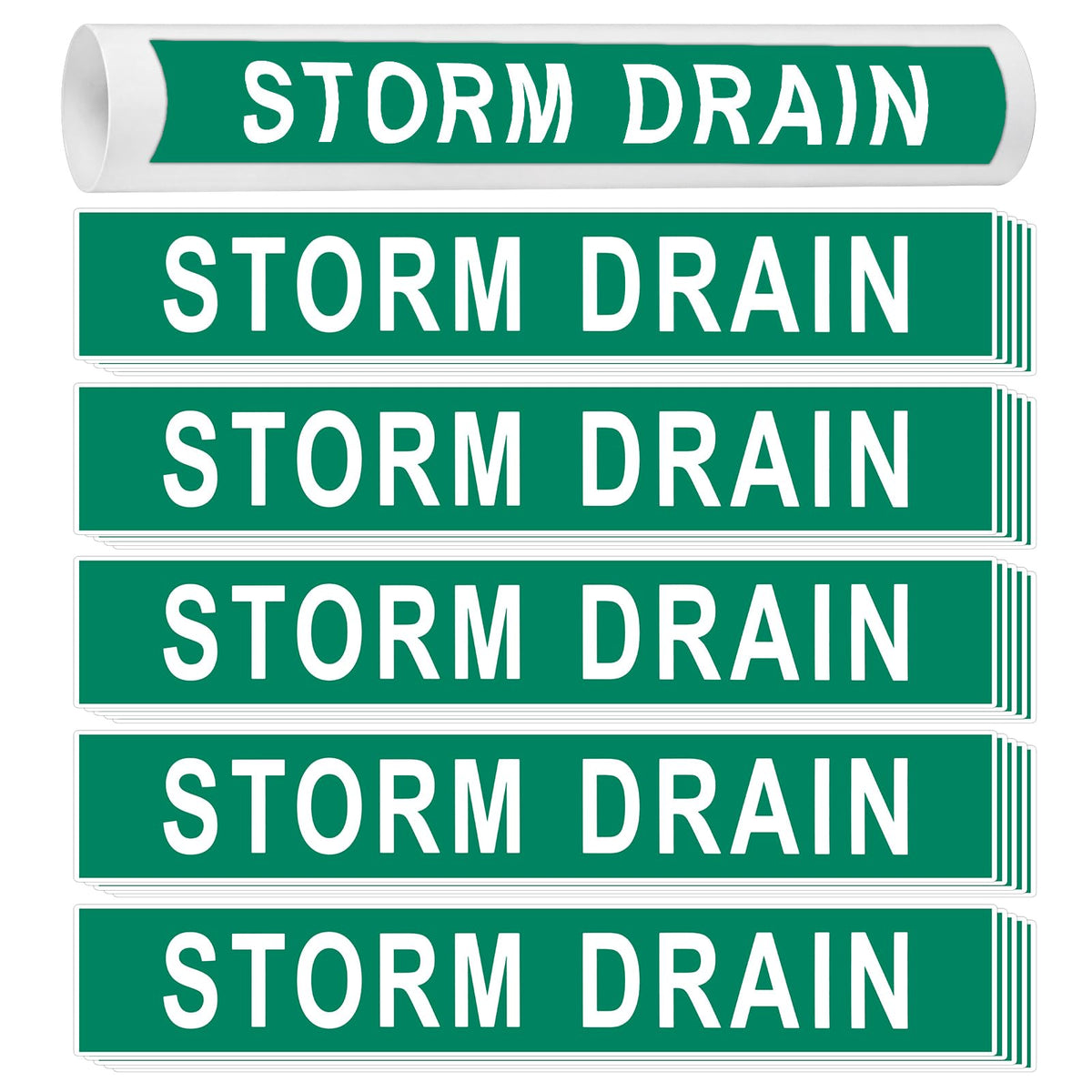 50 Pack Storm Drain Water Pipe Labels, Self Adhesive