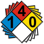 5-Pack 12" x 12" inch NFPA 704 Diamond 1-4-0 Laminated Vinyl Label Decal, Industrial Safety Chemical Sign with Permanent Adhesive Hazard Warning Sticker 12 x 12