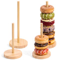 4 Pcs Wooden Donut Stand Set, 7.8 & 6 Inch Donut Holder with Round Base