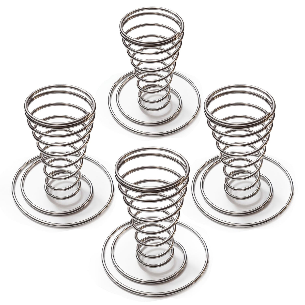 4 Pack Ice Cream Cone Holders, Stainless Steel Spiral Waffle Display Stands with Round Base for Sugar Cones, Pizza, Sushi, Parties, Catering and Dessert Tables