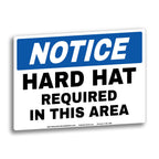NOTICE Hard Hat Required in This Area Safety Labels, 5-Pack, 5" x 7" OSHA Style Industrial Safety Decals, Heavy Duty Waterproof Vinyl Stickers for Construction Sites, Manufacturing Facilities & Industrial Work Areas