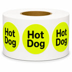 ChromaLabel Hot Dog Stickers, 3/4 Inch Round Food Labels for Deli, 500/Roll