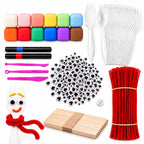 Fork Craft Kit, 50 Sets with Clay, Googly Eyes and Craft Supplies