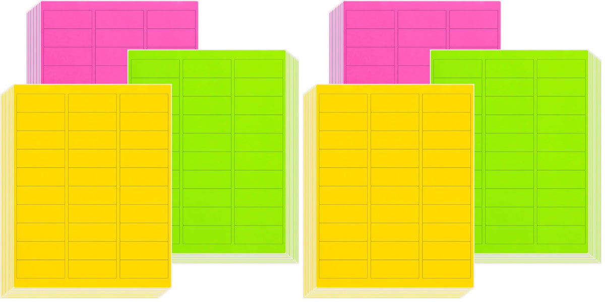 L Liked 1" x2-5/8 Assorted Fluorescent Address Labels 900 Labels 30 Sheets (Pack of 2) 1" x 2-5/8" (Pack of 2)
