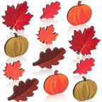 Yookeer 12pcs Fall Tiered Tray Decor Wooden Pumpkin Maple Oak Leaves 12