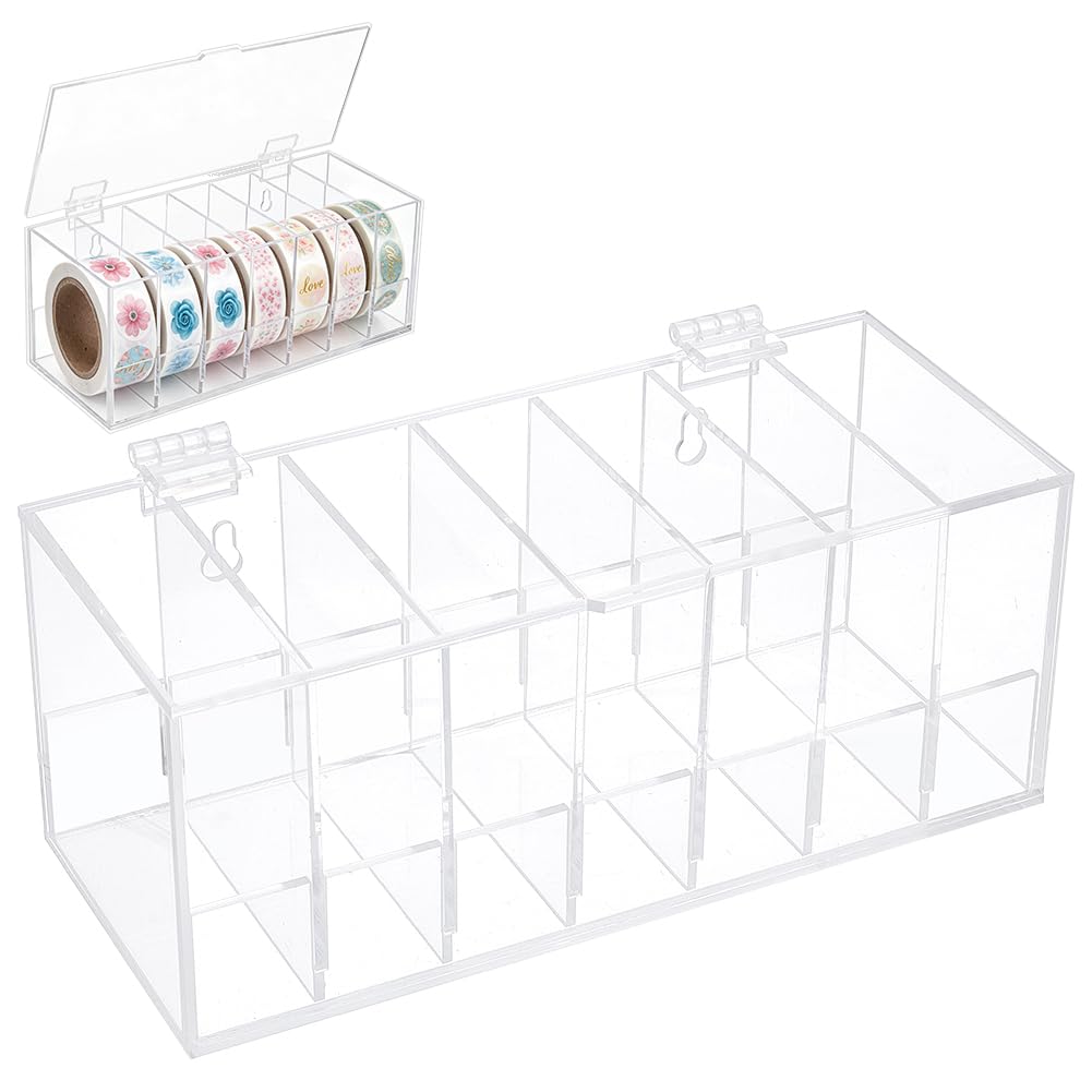 7‑Slot Clear Acrylic Adjustable Label Dispenser for Multi‑Roll
