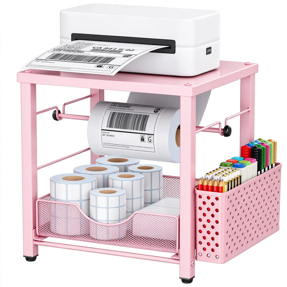 Thermal Label Holder for Foldable and Roll Type Labels,Metal Label Holder Pink