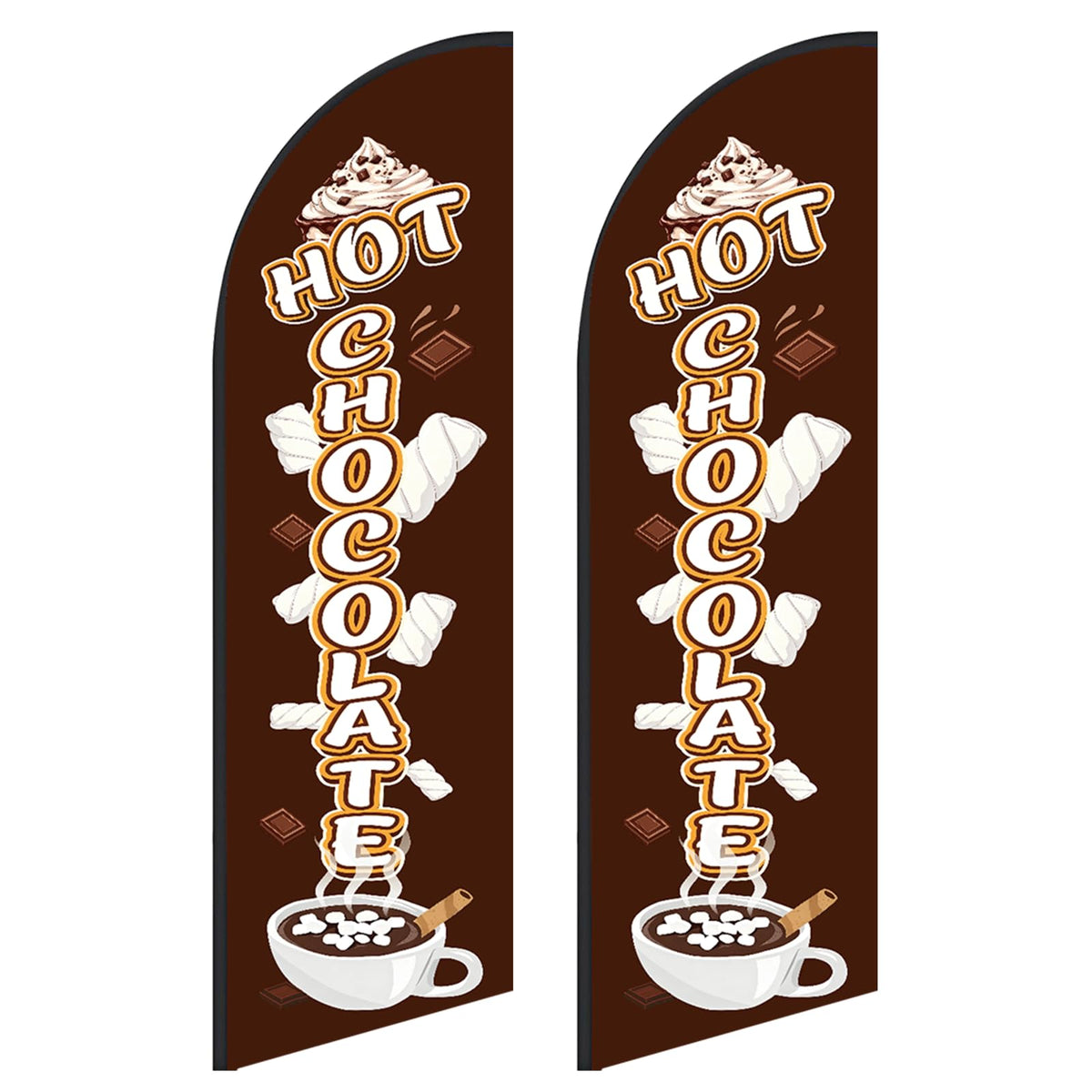 2 Pcs 11.2 FT Hot Chocolate Feather Flag Hot Chocolate Swooper Flag Only