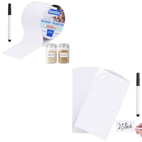 Dry Erase Label Stickers,Self Adhesive Whiteboard Labels with Pens
