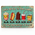 Let's All Go to the Lobby Movie Snack Metal Tin Sign, Home Theater Decor