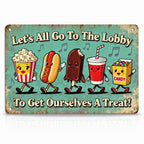 Let's All Go to the Lobby Movie Snack Metal Tin Sign, Home Theater Decor