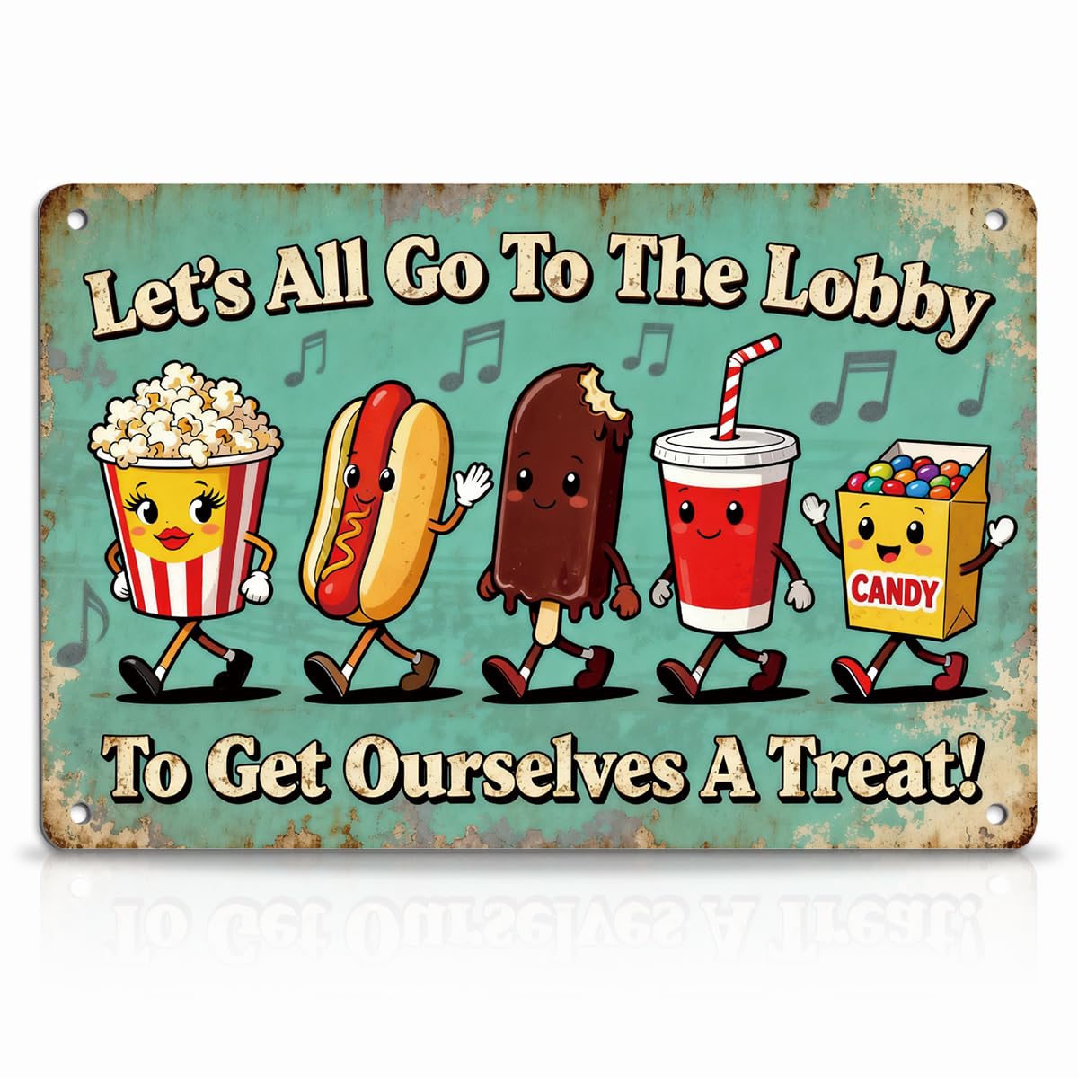 Let's All Go to the Lobby Movie Snack Metal Tin Sign, Home Theater Decor