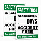 2 Pack Safety First Accident Free Days Aluminum Wall Signs 12×8 in