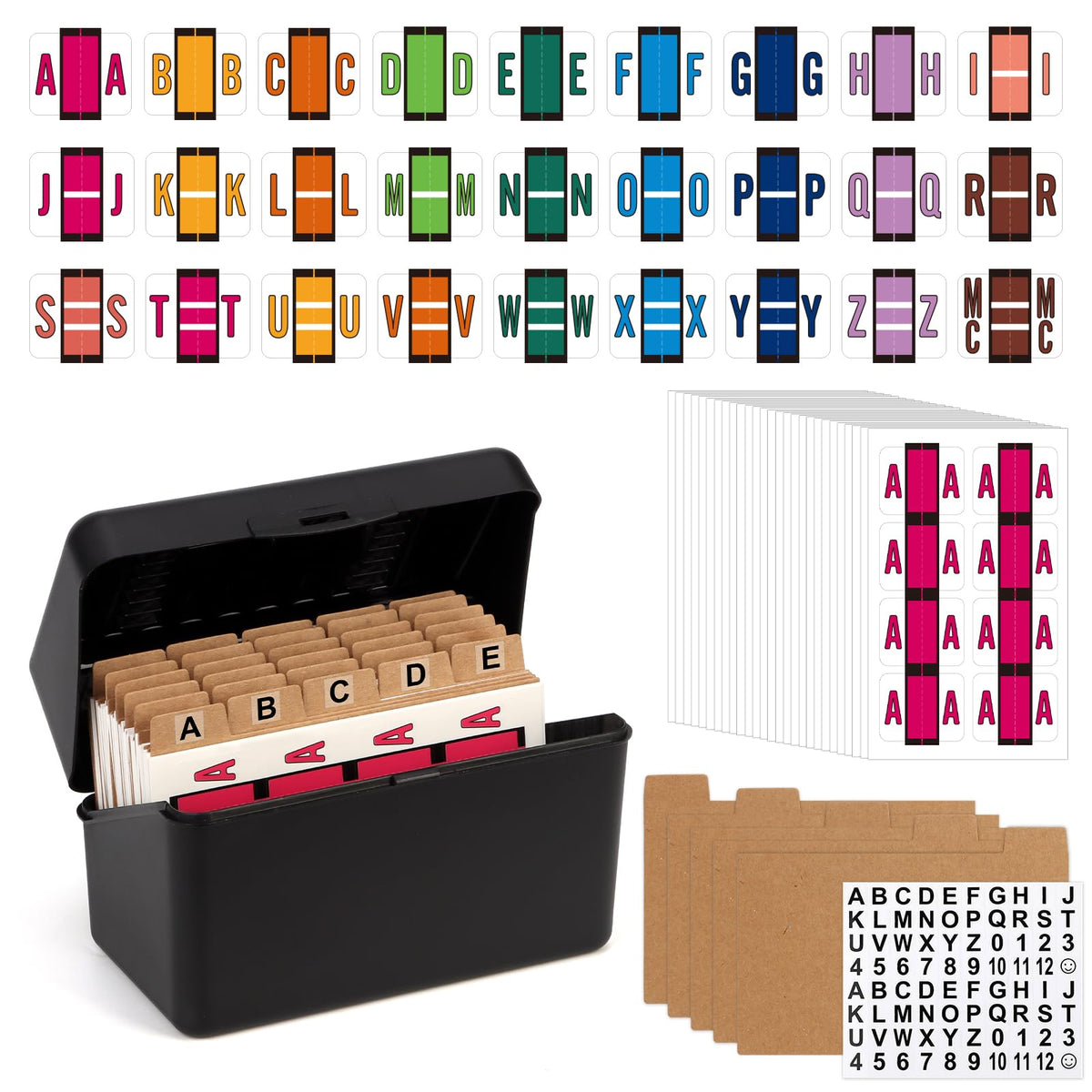 1512 Pcs Alphabet Labels for File Folders A to Z Labels File Organization A to Z Set with File Box 221