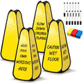 Sabary 4 Pcs 24'' Pop up Caution Wet Floor Sign Kit Dry Erase 4 Sided Blank