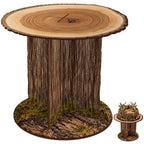 Fuutreo 12 Inch Rustic Faux Tree Stump and Moss Riser for Display Stand