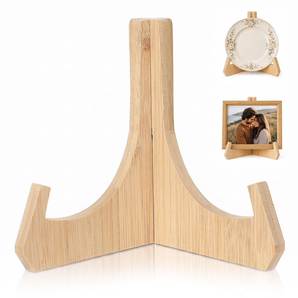 Nogeqi 1 Pack Plate Display Stand Natural Wood Plate Holders for Displaying