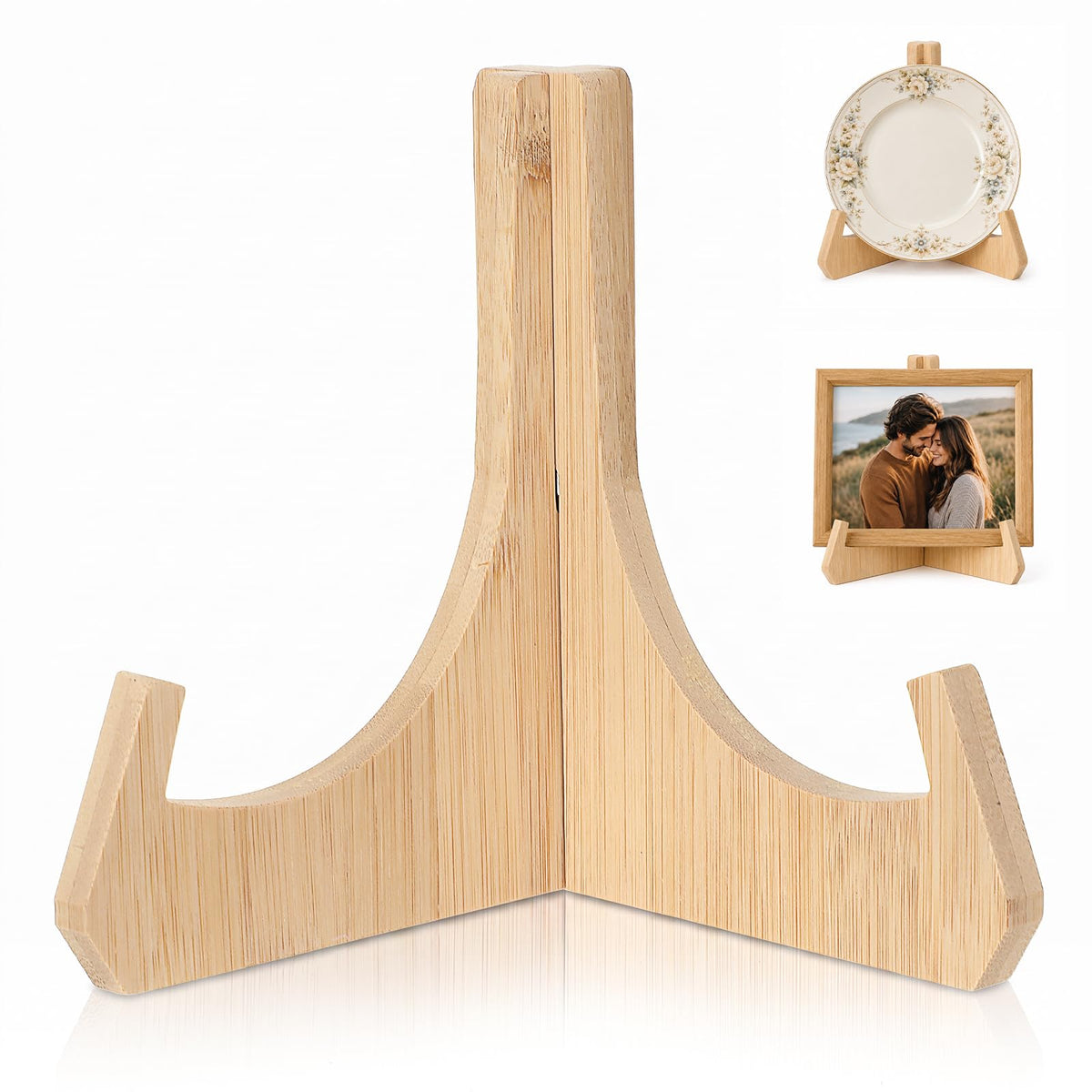 Nogeqi 1 Pack Plate Display Stand Natural Wood Plate Holders for Displaying
