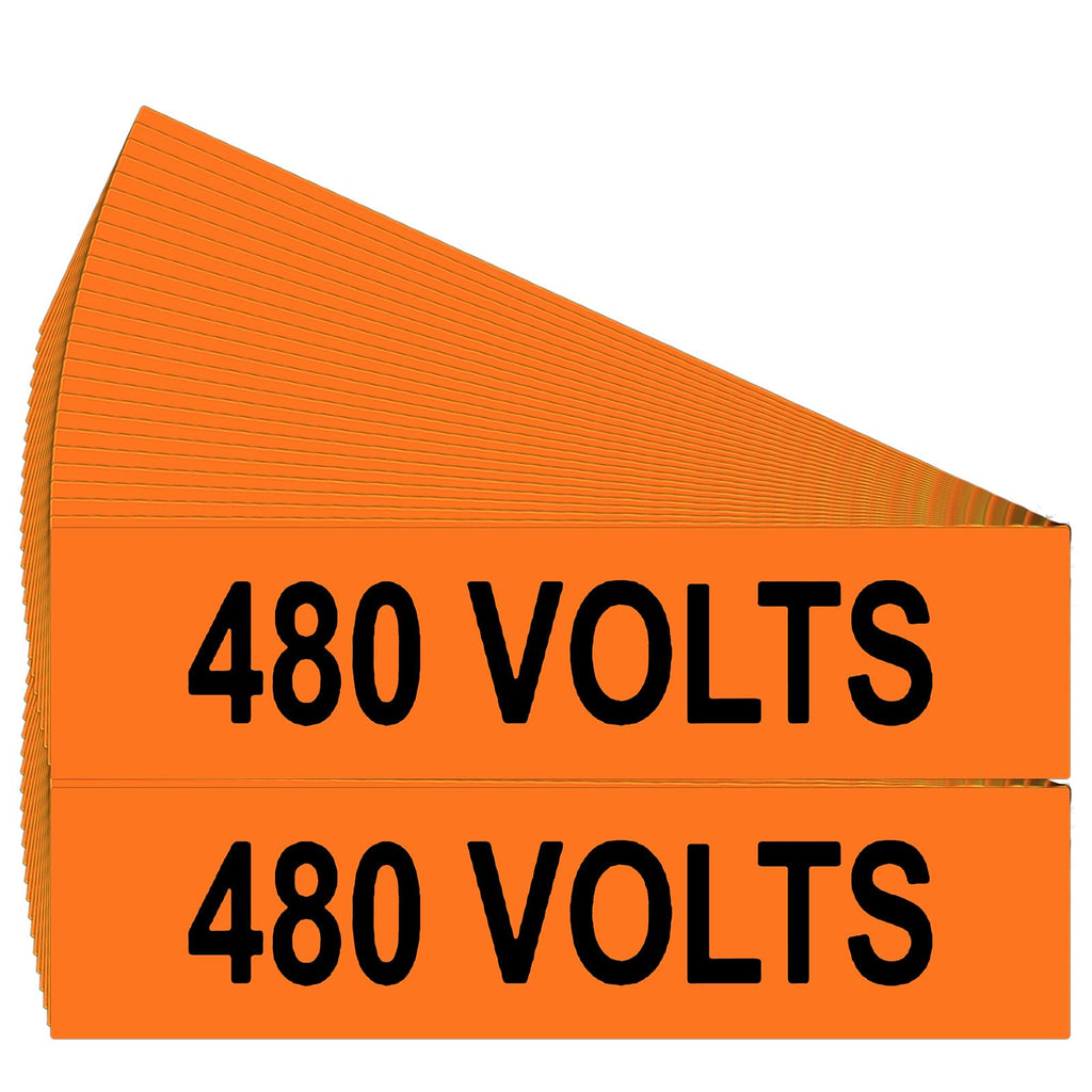 50 Pack 480 Volts Safety Decal, 4" x 1" 50