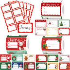 Anwyll 200Pcs Red Name Tag Stickers+1500Pcs Christmas Name Tag Stickers
