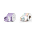 2" Purple Circle Thermal Labels 750 Labels/Roll+2" Shell Texture Round Thermal Labels 500 Labels/Roll