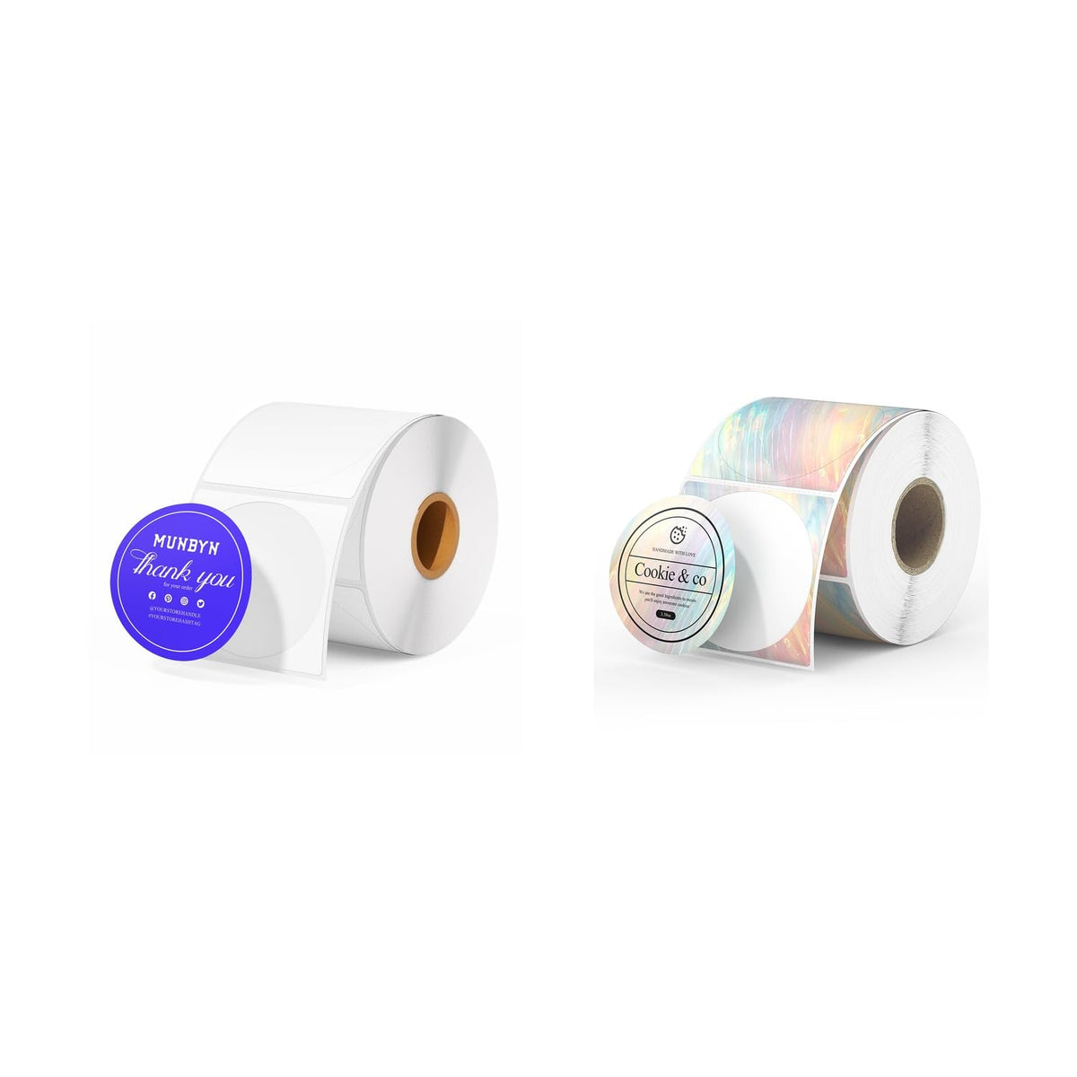 2" Color Thermal Stickers 750 Labels/Roll+2" Shell Texture Round Thermal Labels 500 Labels/Roll