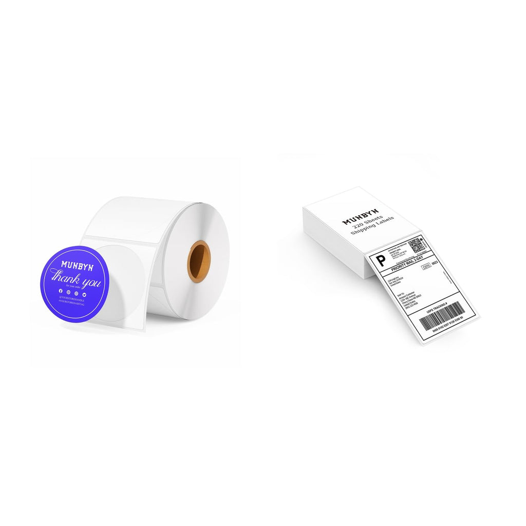 2" Color Thermal Stickers 750 Labels/Roll+4x6 Thermal Printer Labels 220 Labels/Stack