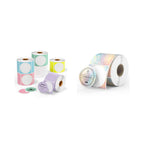 2" Color Circle Thermal Stickers 6 Rolls-4,500 Labels+2" Shell Texture Round Thermal Labels 500 Labels/Roll