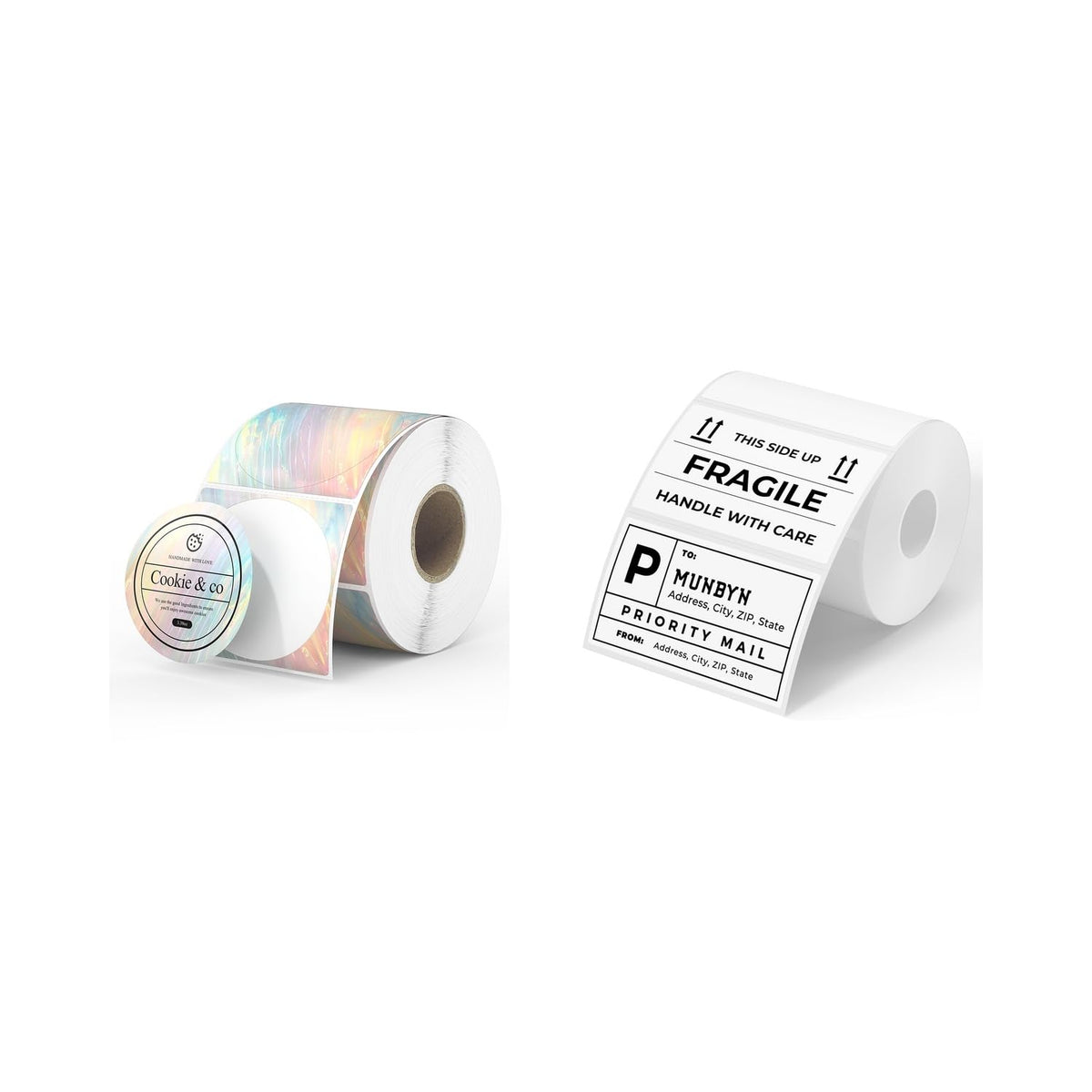 2" Shell Texture Round Thermal Labels 500 Labels/Roll+3x2 Thermal Labels 500 Labels/Roll