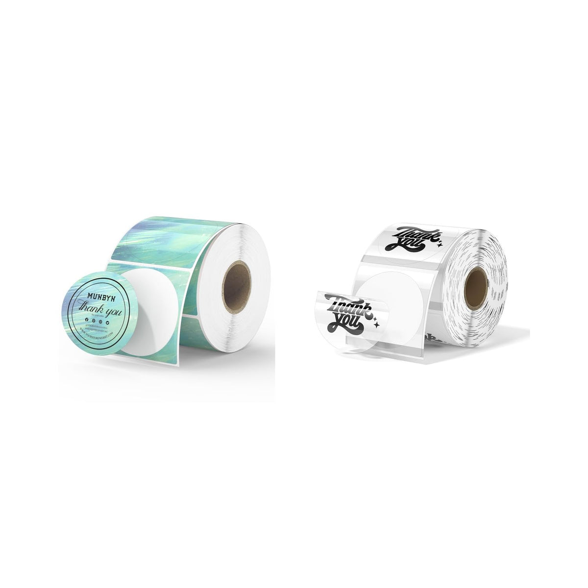 2" Green Round Thermal Labels 500 Labels/Roll+2" Transparent Round Thermal Labels 500 Labels/Roll