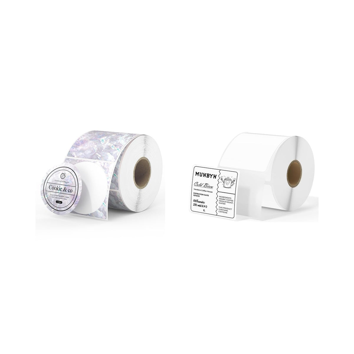 2" Shell Texture Round Thermal Labels 500 Labels/Roll+2x2 Thermal Labels 750 Labels/Roll